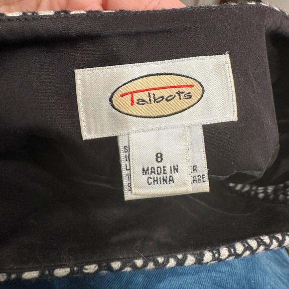 Talbots Size 8 Black and White Wool Lined Button Wrap Mini Skirt Short Mid Thigh - Picture 3 of 7